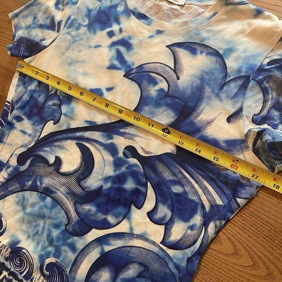 Versace Collection T-Shirt Rhinestone Blue Wave 42 UK 10 US 6 S Runway Baroque - Picture 3 of 9